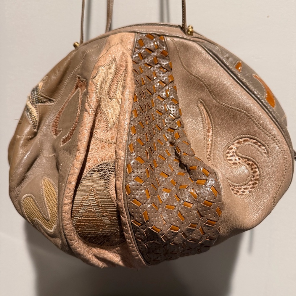 Vintage Sharif 1980’s Brown Leather patchwork bag